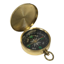Load image into Gallery viewer, Flip-Top Solid Polished Brass Pocket Compass, 1-3/4"