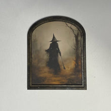 Load image into Gallery viewer, Witch in Forest with Broom in Small Arch Frame