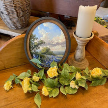 Load image into Gallery viewer, Bluebonnets Mountains Canvas Print framed in Oval Frame