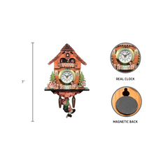 Load image into Gallery viewer, German Boy, Cow & Dog Functioning Clock Fridge Magnet