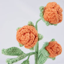 Load image into Gallery viewer, Orange Rose Stem Crochet Flower
