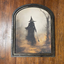 Load image into Gallery viewer, Witch in Forest with Broom in Small Arch Frame