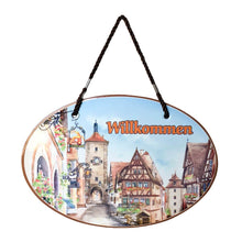 Load image into Gallery viewer, Willkommen Decorative Ceramic Door Sign