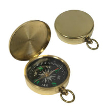 Load image into Gallery viewer, Flip-Top Solid Polished Brass Pocket Compass, 1-3/4"