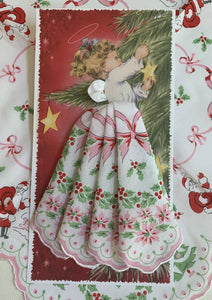 Christmas Angel Hankie Greeting Card: Holly