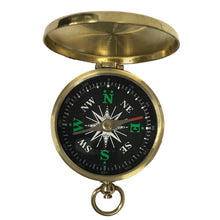 Load image into Gallery viewer, Flip-Top Solid Polished Brass Pocket Compass, 1-3/4"
