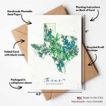 Load image into Gallery viewer, Texas Bluebonnet State Flower Design Plantable Card
