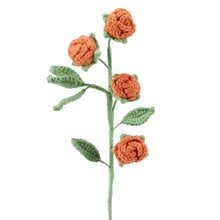 Load image into Gallery viewer, Orange Rose Stem Crochet Flower
