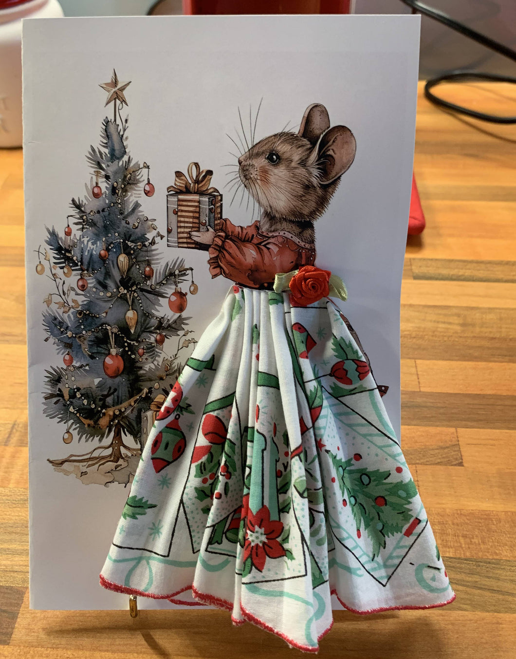 Christmas Mouse Hankie Greeting Card