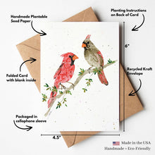 Load image into Gallery viewer, Male &amp; Female Cardinal Plantable Greeting Card
