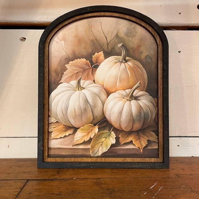 White Pumpkin Canvas Print in Arched Frame