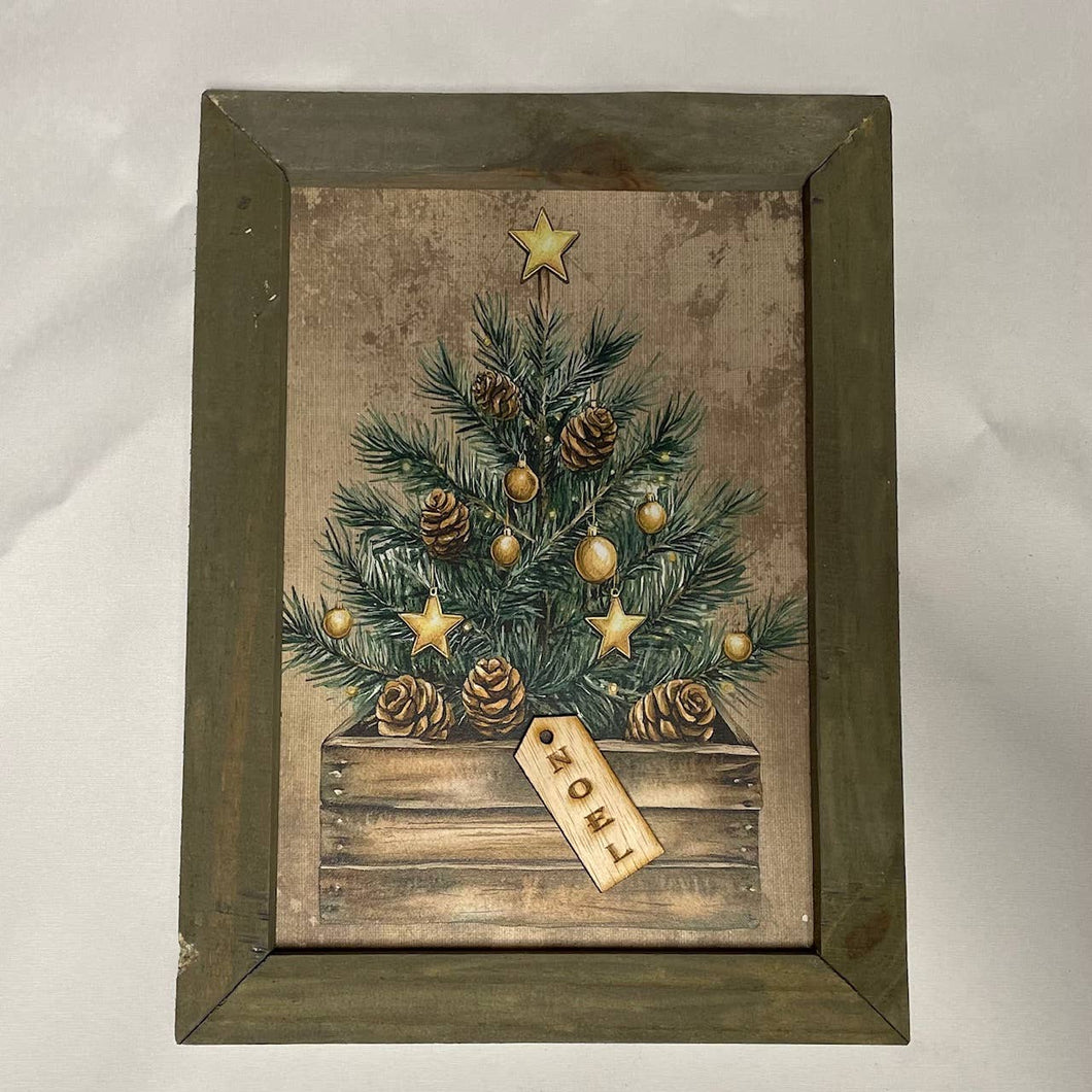 Framed Christmas Tree Print in Grey Frame