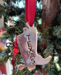 Pewter FBG Tag Boot Ornament