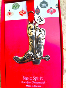 Pewter FBG Tag Boot Ornament