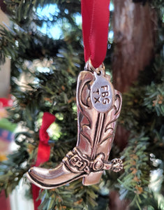 Pewter FBG Tag Boot Ornament