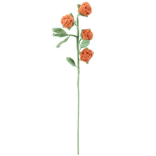 Load image into Gallery viewer, Orange Rose Stem Crochet Flower
