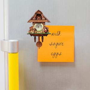 German Man & Dog Functioning Clock Kitchen Fridge Magnet
